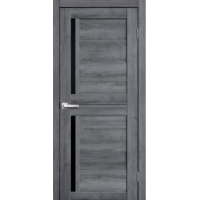 Дверь межкомнатная ламинированная Сибирь Профиль Lite doors L22 Дуб стоунвуд, стекло черное